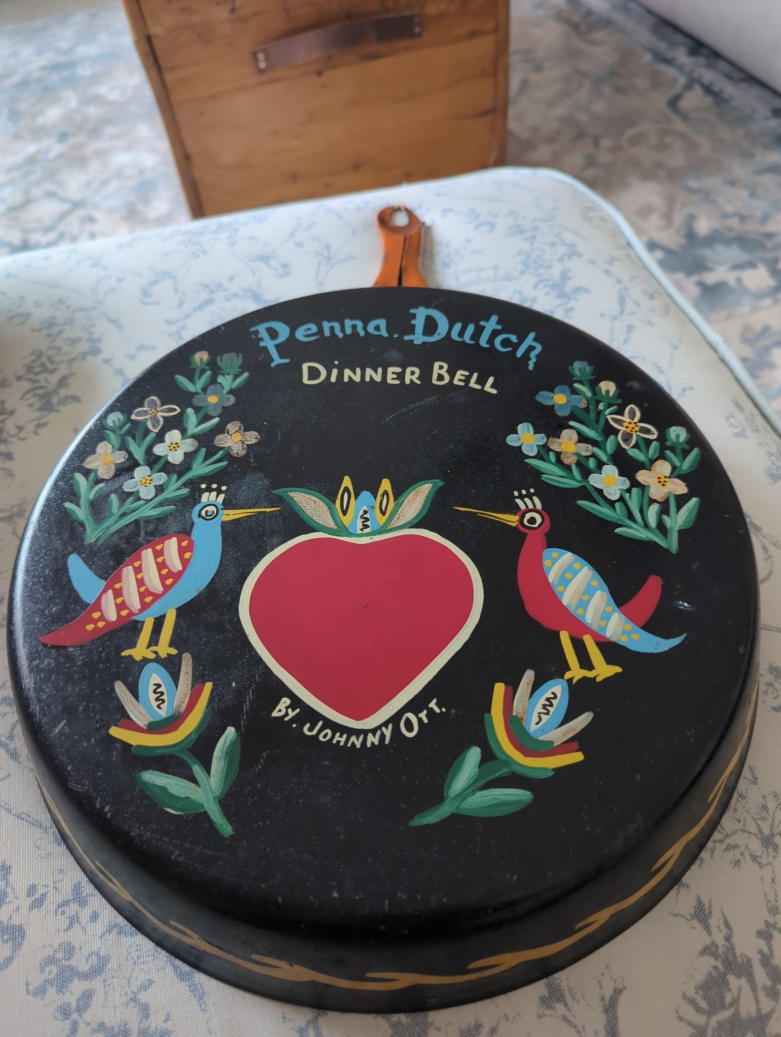 Submitted photo of Painted frying pan signed 'Johnny Ott' (not authenticated)