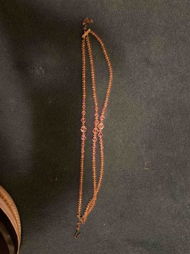 Multi-Strand Pink Crystal Beaded Necklace