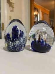 Art Glass Egg-Shaped Paperweights (Pair)