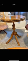 Circular Pedestal Occasional Table with Carved Edge