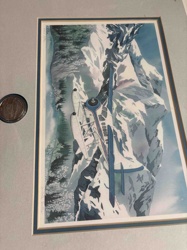 Seaplane over Snow-capped Mountains Art Print