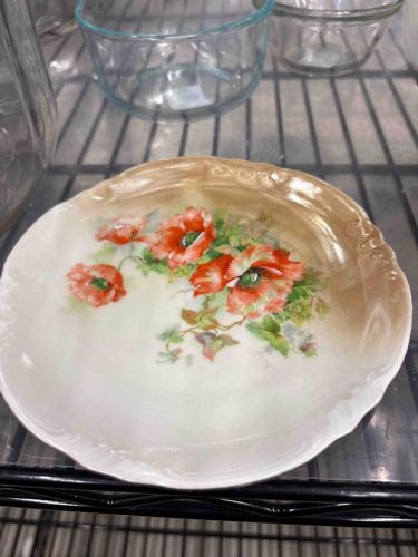 Hand-Painted Poppy Motif Decorative Plate