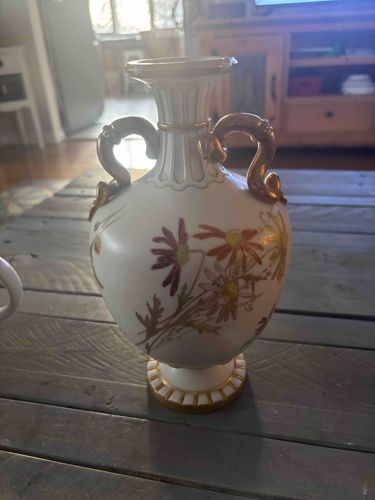 Royal Worcester Twin-Handled Floral Porcelain Vase