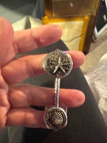 Two-Tone Nautical Theme Textured Cuff Bracelet