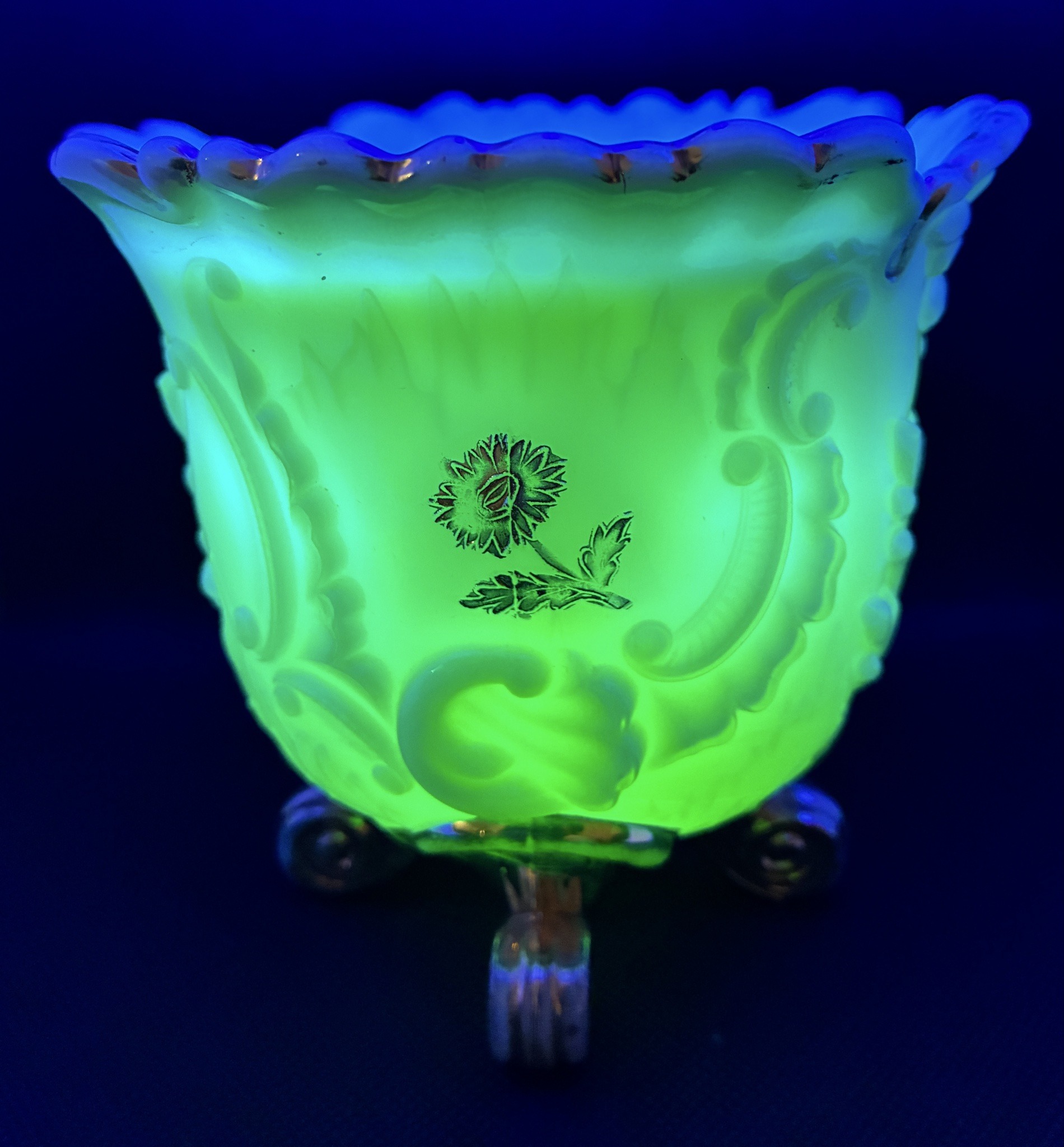 Submitted photo of Molded custard glass footed piece (not authenticated)