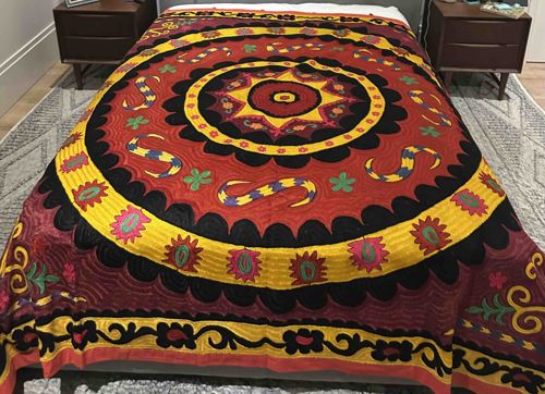 Vintage Uzbek Suzani Embroidered Textile