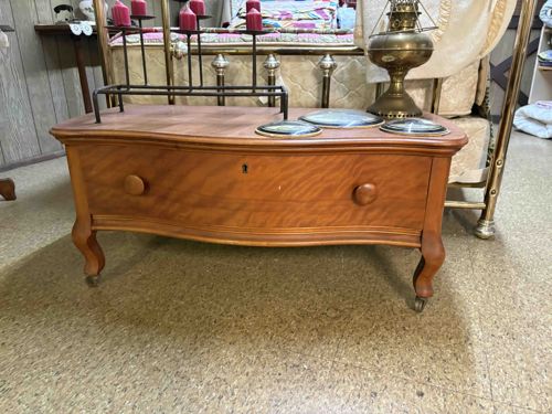 Tiger Maple Washstand/Commode with Inset Rings