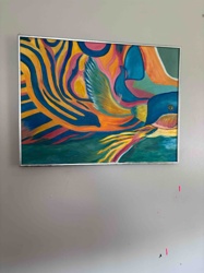 Abstract Figurative Painting of a Stylized Creature