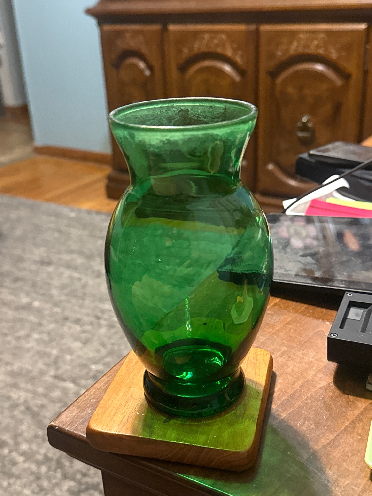 Submitted photo of Green glass bud vase