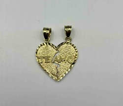 14K Gold 'Te Amo' Split Heart Pendant Set
