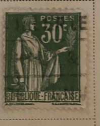 French 'Peace and Commerce' (Type Sage) Postage Stamp, 30c Green