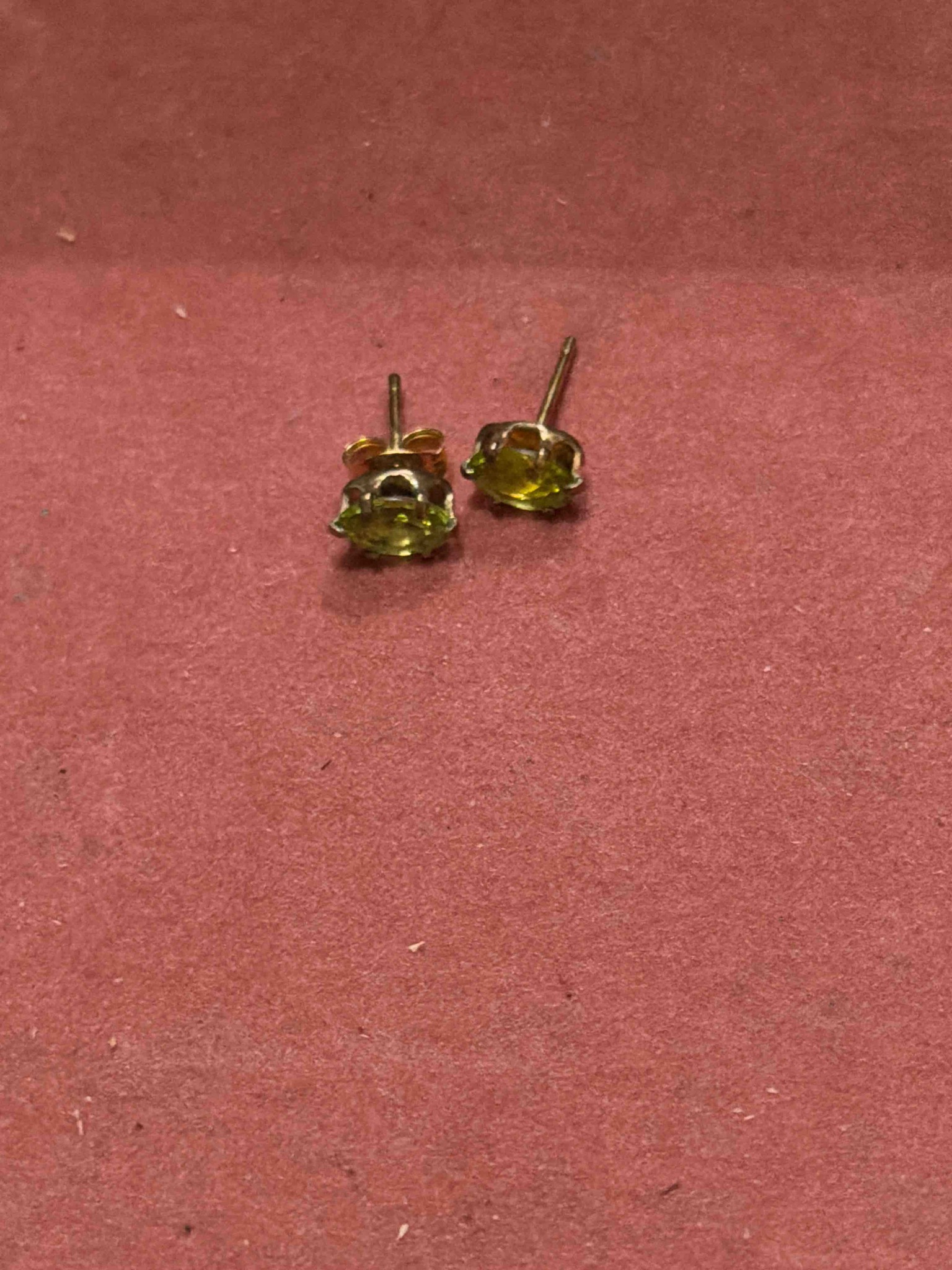 Round Cut Peridot Stud Earrings in Gold Settings