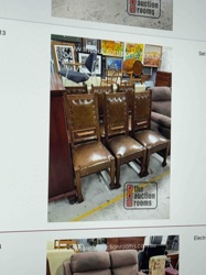 Set of Four Antique Spanish Style Leather and Wood Dining Chairs