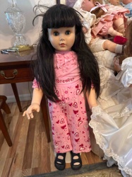 Girl Doll with Pink Heart Pajamas