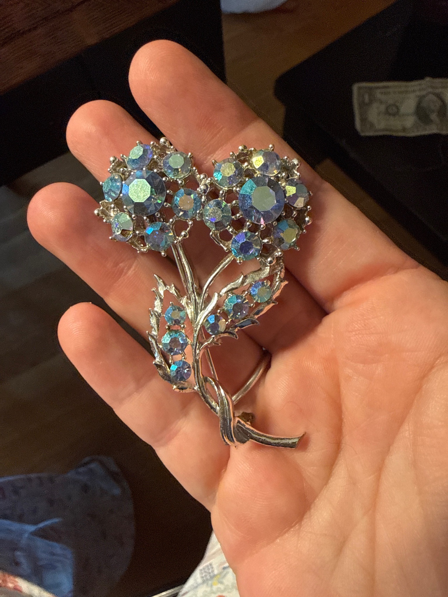 Submitted photo of Vintage Rhinestone Floral Brooch