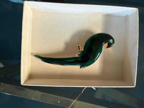 Emerald Green Parrot Figural Brooch