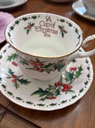 Christmas Holly Tea Cup and Saucer Set