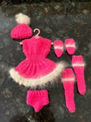 Handmade Knitted Pink Barbie Doll Winter Outfit Set
