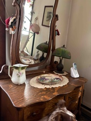 Antique Carved Wood Dresser with Mirror