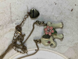 Betsey Johnson Style White Enamel Elephant Pendant Necklace