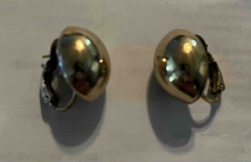 Vintage-Style Domed Gold-Toned Clip-On Earrings