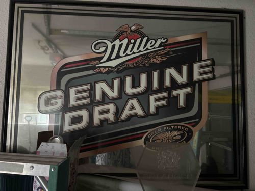 Vintage Miller Genuine Draft Brewery Mirror Sign