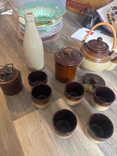 Collection of Two-Tone Stoneware Tableware and Kitchenware