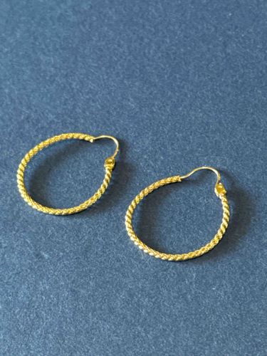 Gold Twisted Rope Hoop Earrings