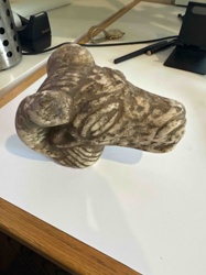 Carved Stone Animal Head Sculpture