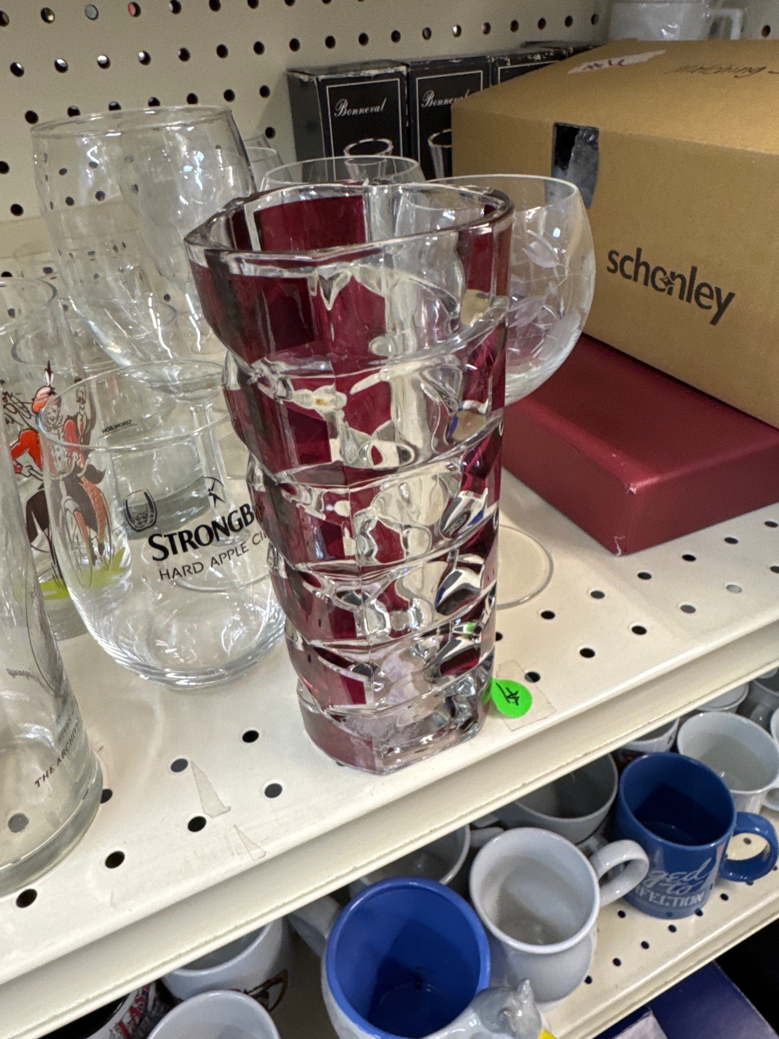 Ruby Flashed Thumbprint Cut Glass Bud Vase