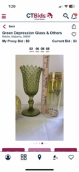 Green Depression Glass Hobnail Goblet/Vase