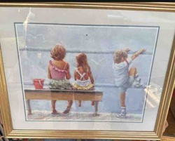 Framed Print: Children by the Water