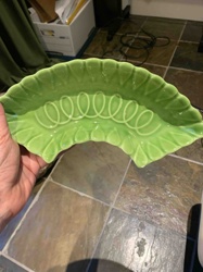 Vintage Green Ceramic Leaf Dish