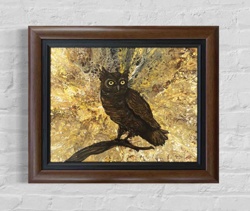 Owl on Golden Swirls by Heather Dixon