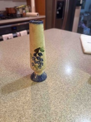 Hand-Painted Ceramic Bud Vase with Floral Motif