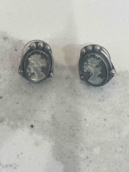 Vintage Silver Cameo Earrings