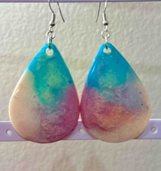 Ombré Tie-Dye Handmade Resin Teardrop Earrings