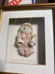 Framed Bisque or Cold Porcelain Doll Relief Figure
