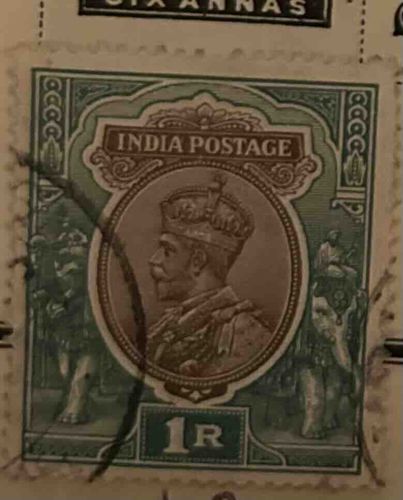 King George V India Postage 1 Rupee Stamp