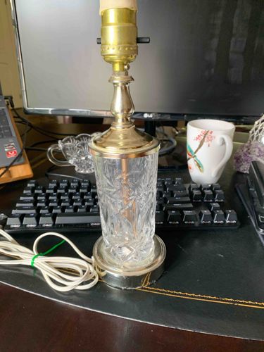 Cut-Glass and Brass Accent Table Lamp