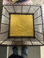 Grape Leaf Motif Decorative Basket with Ceramic Insert