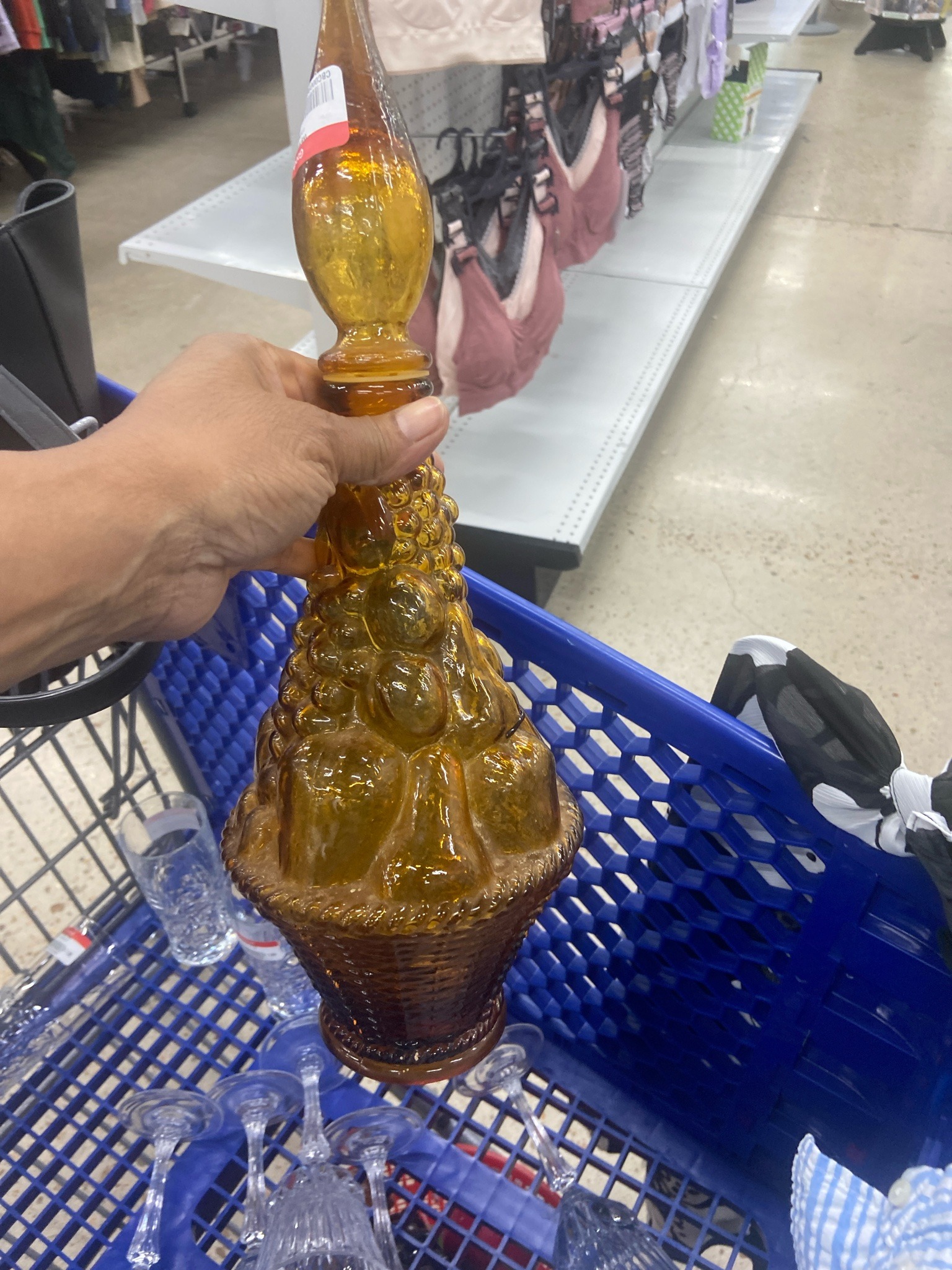 Submitted photo of amber glass decanter in the mid-century style