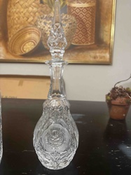 Cut Crystal Decanter with Etched Medallion