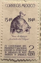 Mexico 1940 Vasco de Quiroga 2 Centenario Stamp