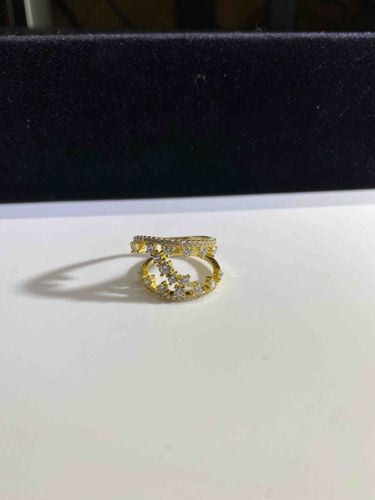 Gold-Toned Cubic Zirconia 'C' and 'C' Interlocking Ring