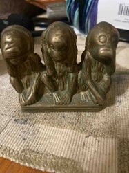 Brass See No Evil, Hear No Evil, Speak No Evil Monkeys Figurine