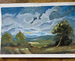 Original Gouache Landscape Painting by S. Dempsey, March 2019