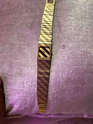 Vintage Piaget Men's Rectangular 18K Gold Plated Wristwatch with Striped Dial