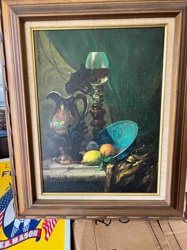 Still Life Oil Painting with Fruit and Pottery