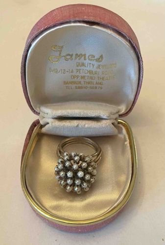 Vintage Imitation Pearl Cluster Ring with Jeweler's Box